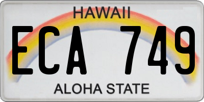 HI license plate ECA749