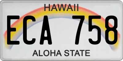 HI license plate ECA758