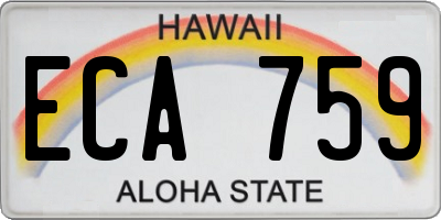 HI license plate ECA759