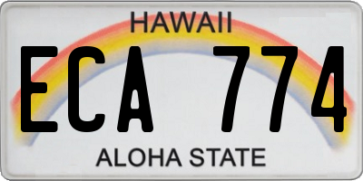 HI license plate ECA774