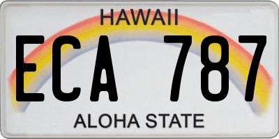 HI license plate ECA787