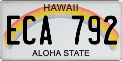 HI license plate ECA792