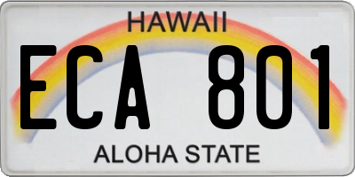 HI license plate ECA801