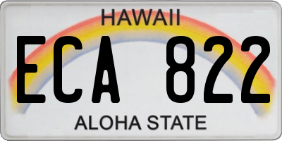 HI license plate ECA822