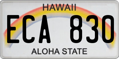 HI license plate ECA830