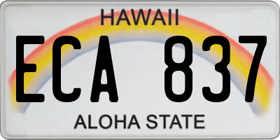 HI license plate ECA837