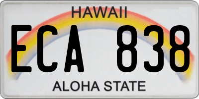 HI license plate ECA838