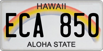 HI license plate ECA850