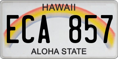 HI license plate ECA857
