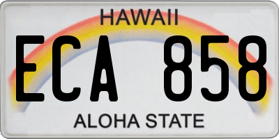 HI license plate ECA858