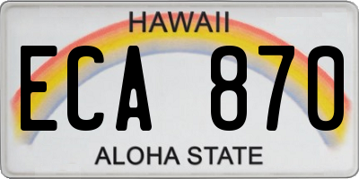 HI license plate ECA870