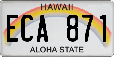 HI license plate ECA871