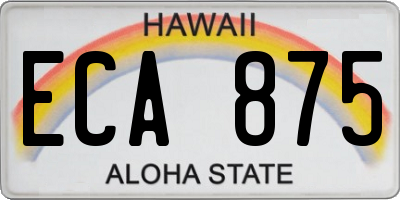 HI license plate ECA875
