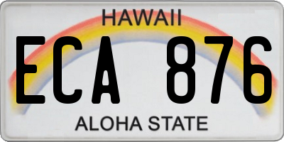 HI license plate ECA876