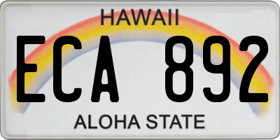 HI license plate ECA892