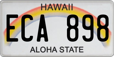 HI license plate ECA898