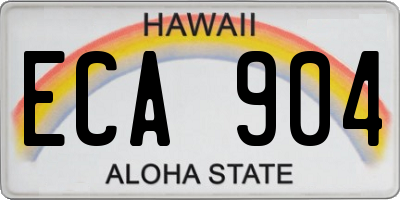 HI license plate ECA904