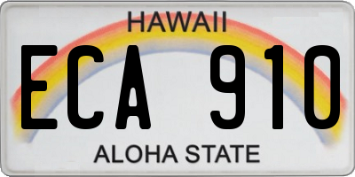 HI license plate ECA910