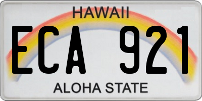 HI license plate ECA921