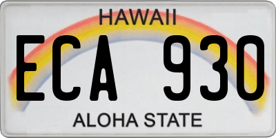HI license plate ECA930