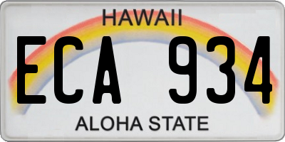 HI license plate ECA934