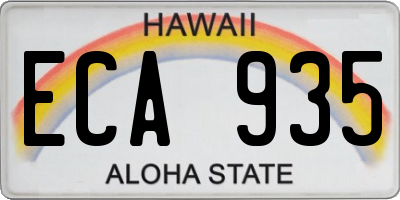 HI license plate ECA935
