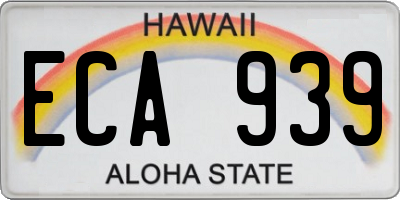 HI license plate ECA939