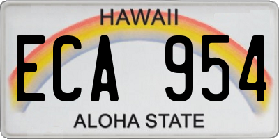 HI license plate ECA954