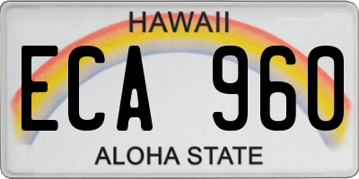 HI license plate ECA960
