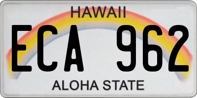 HI license plate ECA962