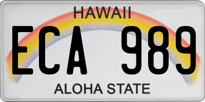 HI license plate ECA989