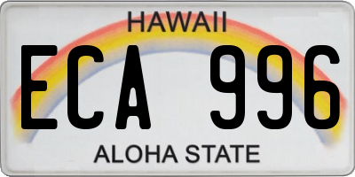 HI license plate ECA996