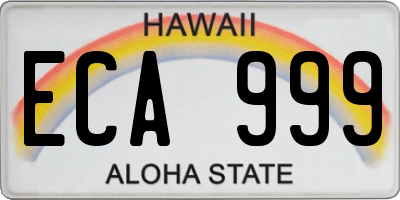 HI license plate ECA999