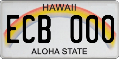 HI license plate ECB000
