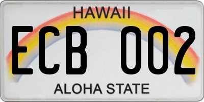HI license plate ECB002