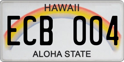HI license plate ECB004