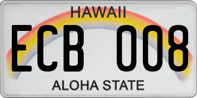 HI license plate ECB008