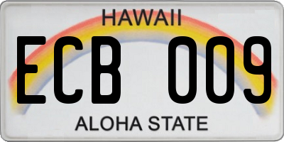 HI license plate ECB009