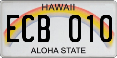 HI license plate ECB010