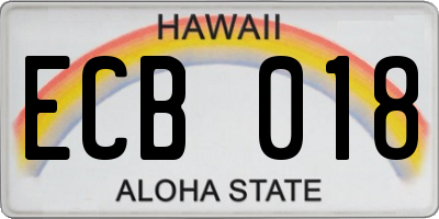 HI license plate ECB018