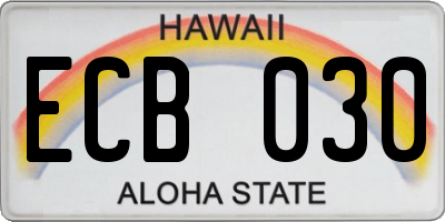 HI license plate ECB030