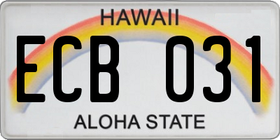 HI license plate ECB031
