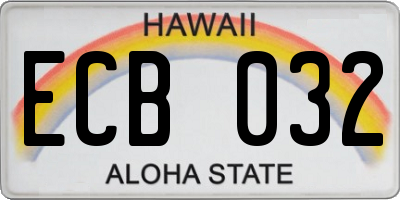 HI license plate ECB032