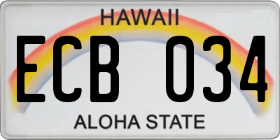 HI license plate ECB034
