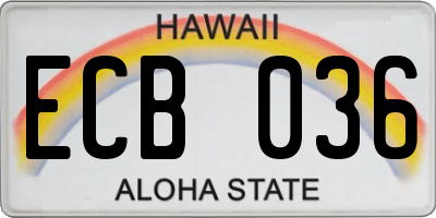 HI license plate ECB036