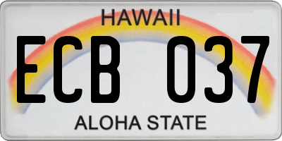 HI license plate ECB037