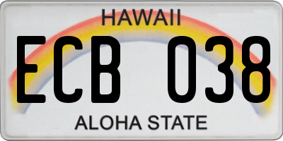 HI license plate ECB038