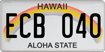 HI license plate ECB040