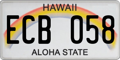 HI license plate ECB058