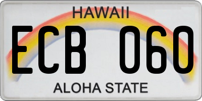 HI license plate ECB060